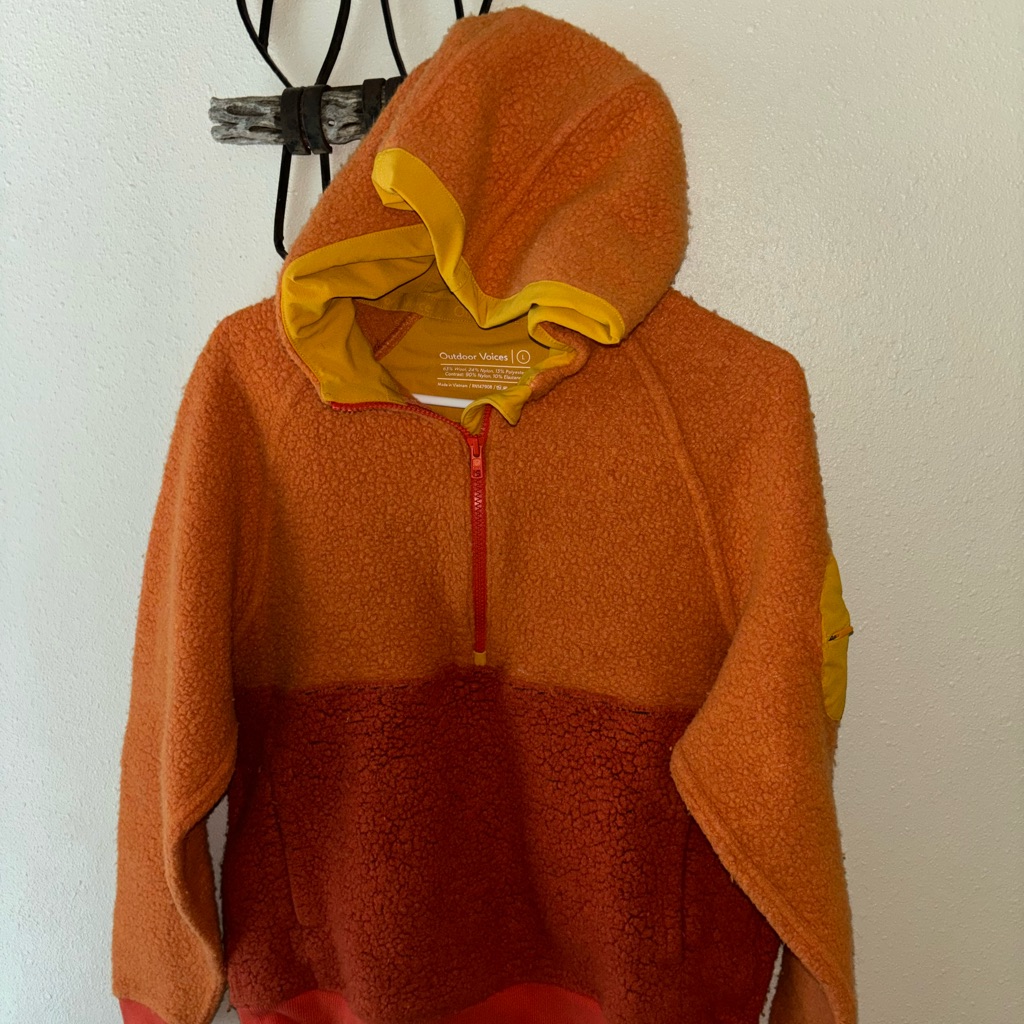 Outdoor Voices 1/2 Zip Megafleece Orange Pull Over Hoodie Large